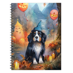 Caderno Espiral Montanha do Halloween Bernese com Pumpkins assusta