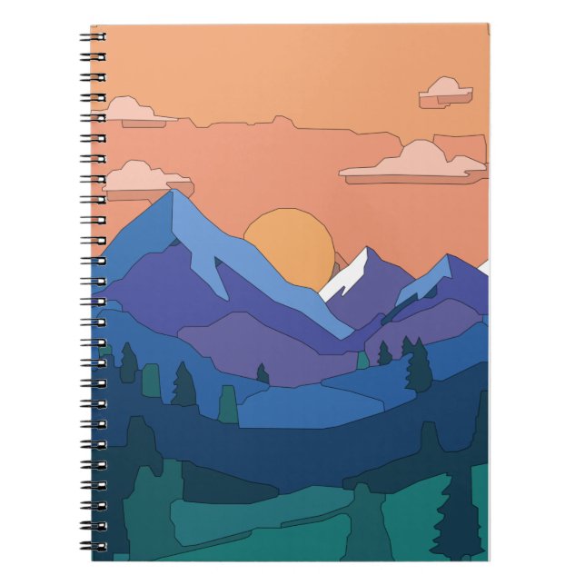Caderno Espiral Montanha Geométrica Sunset (Frente)