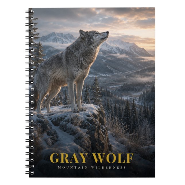 Caderno Espiral Montanha Gray Wolf Wilderness ANIMAIS (Frente)
