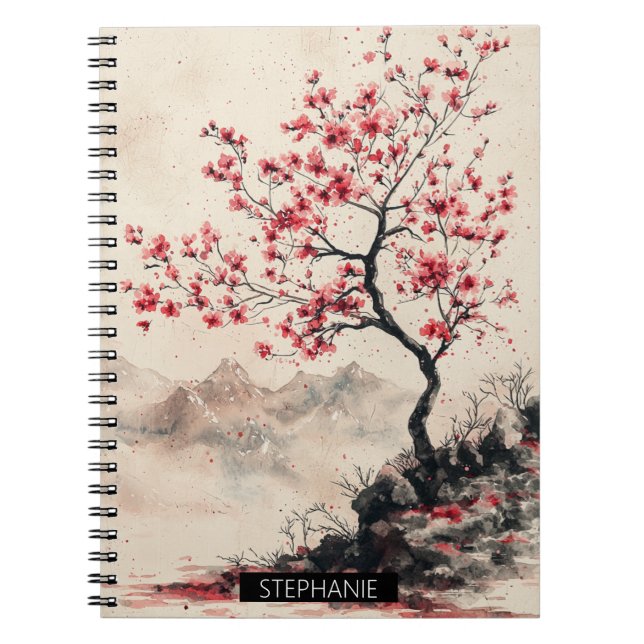 Caderno Espiral Montanha Serenidade Crimson Sakura (1) (Frente)