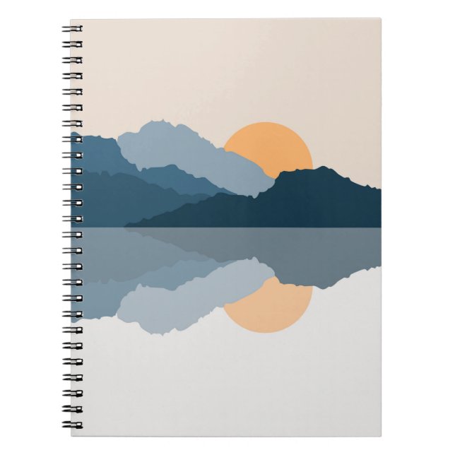 Caderno Espiral Montanhas azuis no lago (Frente)
