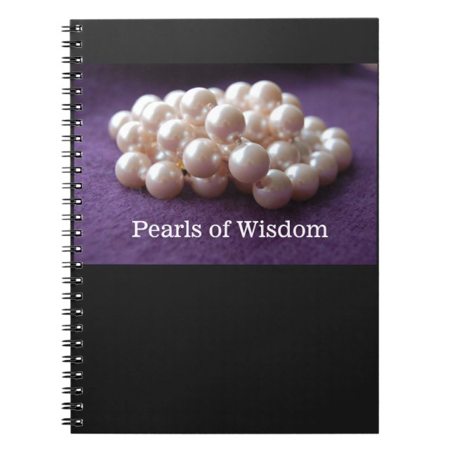 Caderno Espiral monte de fotos de colar de pérolas grandes (Frente)