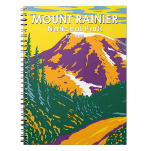 Caderno Espiral Monte Rainier National Park Washington Retro