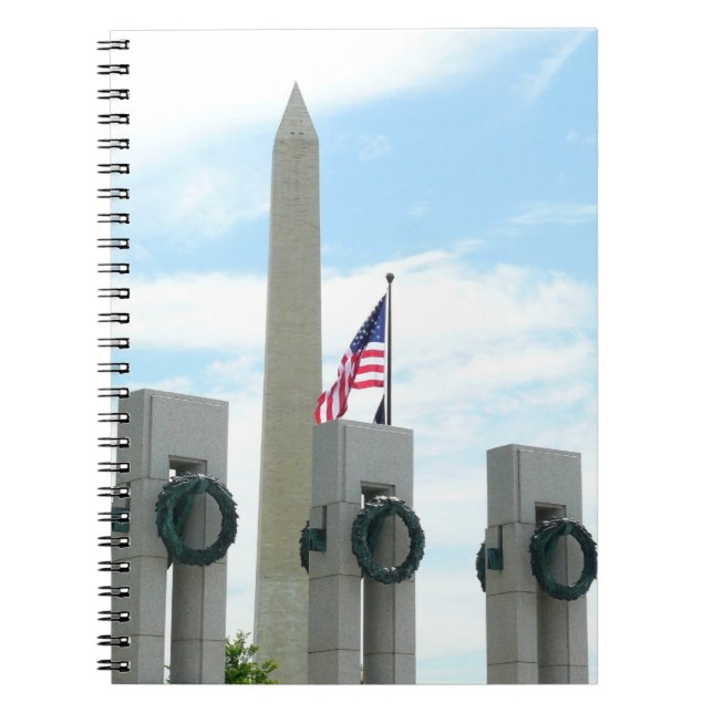 Caderno Espiral Monumento a Washington e Memorial da II Guerra Mun (Frente)