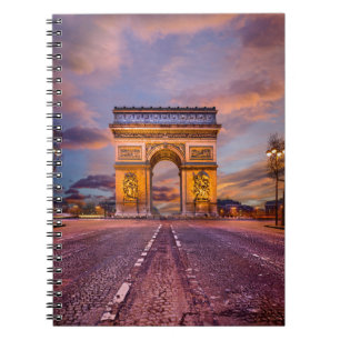 Caderno Espiral Monumentos Arc de Triomphe, Paris, França