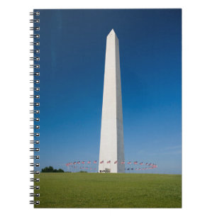 Caderno Espiral Monumentos   Monumento a Washington com Bandeiras