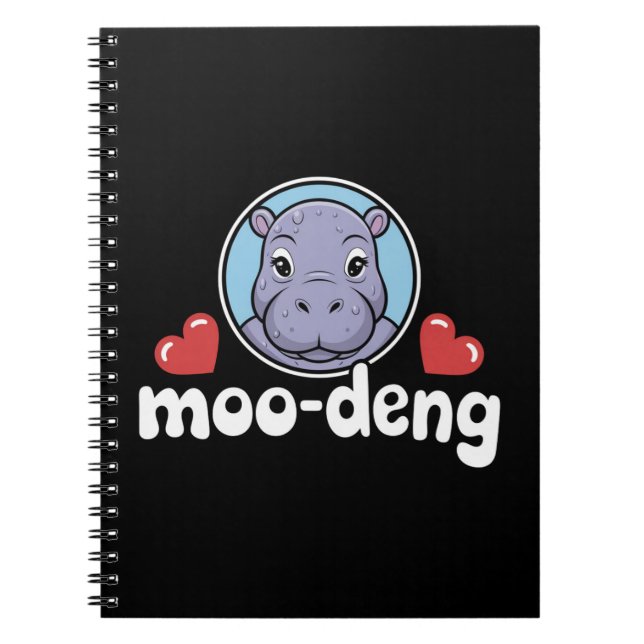 Caderno Espiral Moo Deng Bouncy Pig em Tailandês Picture Baby Hipp (Frente)
