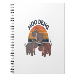 Caderno Espiral Moo Deng vintage retro sunset hippos T-Shirt