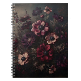 Caderno Espiral Moody Anemone Blooms Vintage Arte Foral Botânica