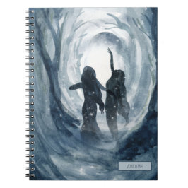 Caderno Espiral Moody blue watercolor Moon deusas personalizadas