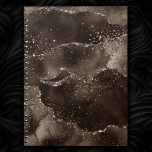 Caderno Espiral Moody Bronze Agate Ouro Sepia Taupe Brown