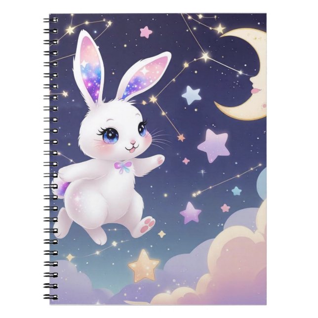 Caderno Espiral Moon Bunny Journal – Celestial Dream Rabbit Kawaii (Frente)