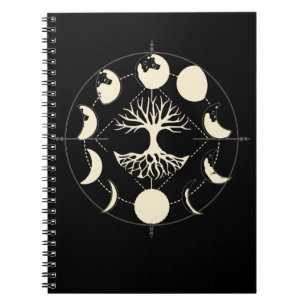 Caderno Espiral Moon Fases Astronomia Espiritual da Árvore Crescen