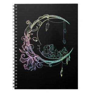 Caderno Espiral Moon Gótico Gótica do Crescente Wicca