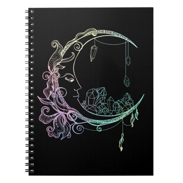 Caderno Espiral Moon Gótico Gótica do Crescente Wicca (Frente)