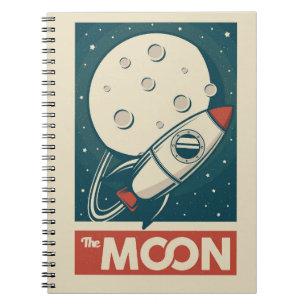 Caderno Espiral Moon Retro Galaxy Rocket