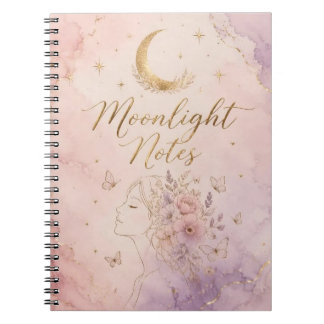 Caderno Espiral moonlight notes aesthetic celestial magic journal