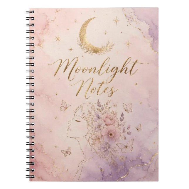 Caderno Espiral moonlight notes aesthetic celestial magic journal (Frente)