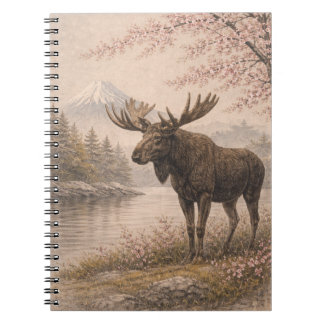 Caderno Espiral Moose Japanese Landscape Notebook, Wildlife Fusion
