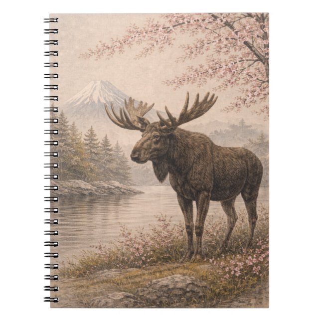 Caderno Espiral Moose Japanese Landscape Notebook, Wildlife Fusion (Frente)