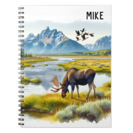 Caderno Espiral Moose Watercolor Ai Art Monograma