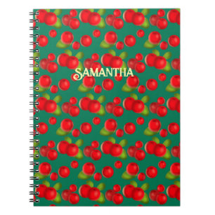 Caderno Espiral Morango Com Folhas