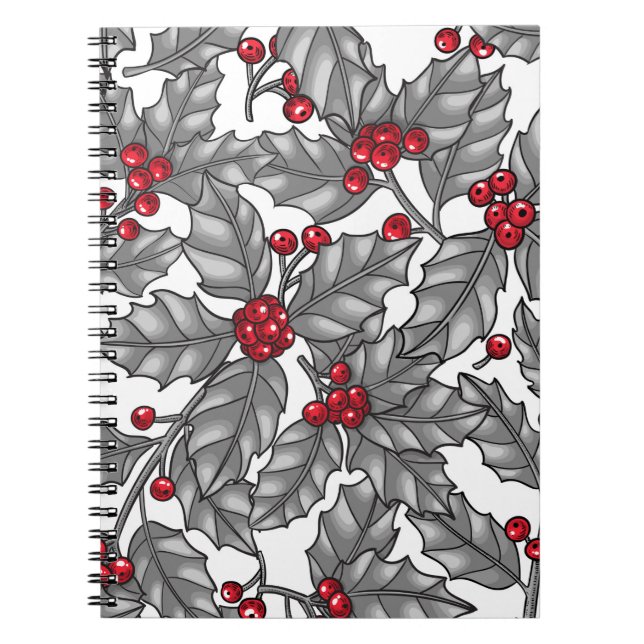 Caderno Espiral Morango Holly, folhas de cinza em branco (Frente)