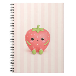 Caderno Espiral Morango Kawaii Fofo