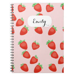 Caderno Espiral Morango Milkshake morango Nome personalizado