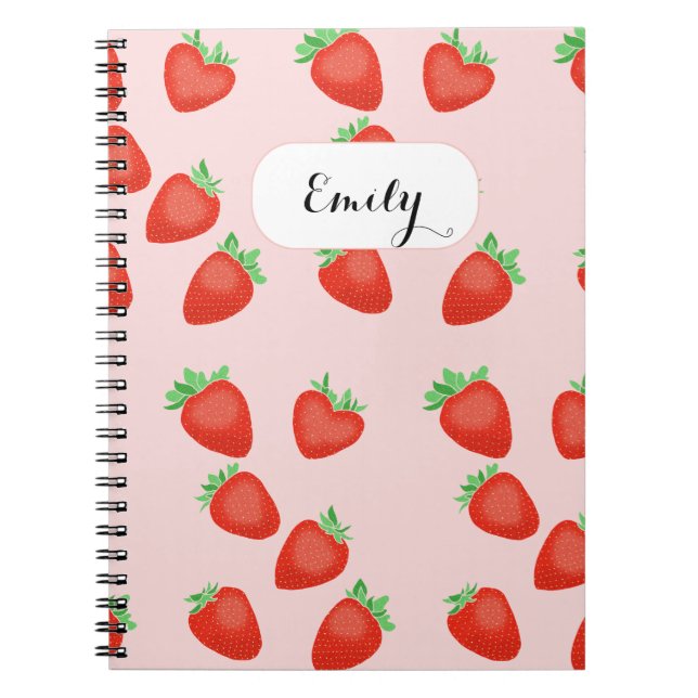 Caderno Espiral Morango Milkshake morango Nome personalizado (Frente)