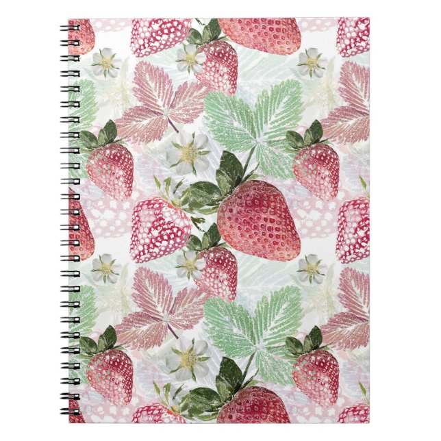 Caderno Espiral Morango, morango, vermelho, fresco, maduro, doce,  (Frente)