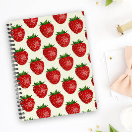 Caderno Espiral Morango, Morangos Vermelhos, Fruta, Folha