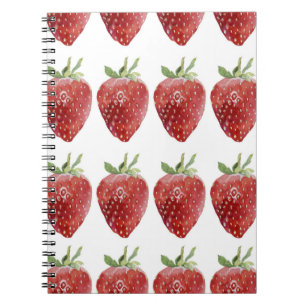 Caderno Espiral Morangos a aquarelas: padrão sem costura