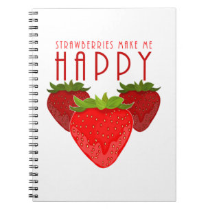 Caderno Espiral Morangos Me Fazem Feliz Morango Fofo Kawaii