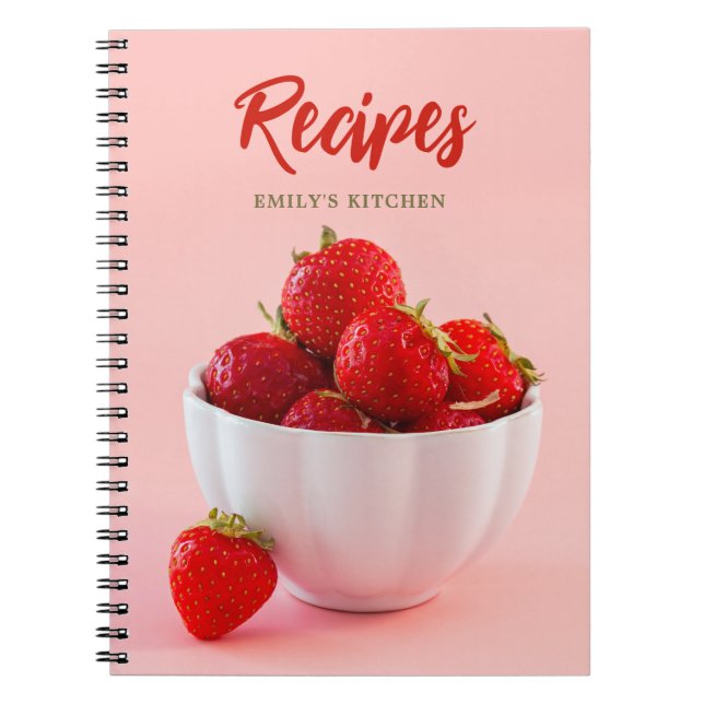 Caderno Espiral Morangos Vermelhos Frescos Em Receitas De Foto Ros (Frente)