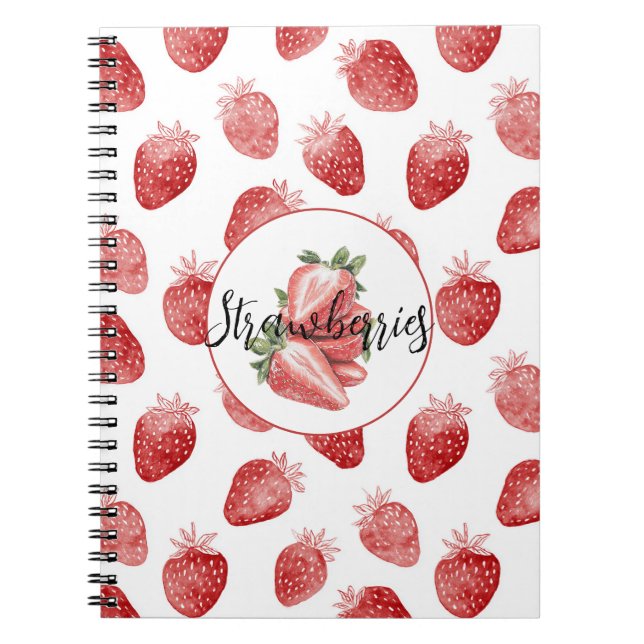 Caderno Espiral Morangos Vermelhos Fruta   (Frente)