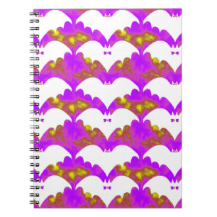 Caderno Espiral Morcegos Brancos E Arcos Rosa Amarelo