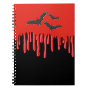 Caderno Espiral Morcegos Góticos e Ruivos Derrubando Halloween San