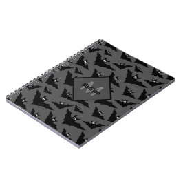 Caderno Espiral Morcegos negros da cinza legal Padrão de Halloween