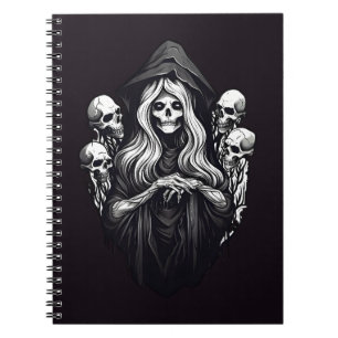 Caderno Espiral Morte com crânios