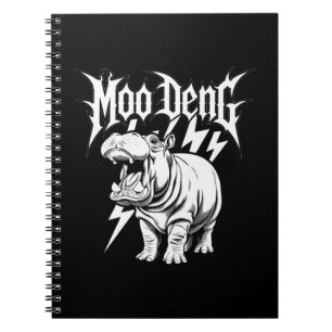 Caderno Espiral Morte Metal Cute Bebê Hippo Moo Deng Hippopotamus