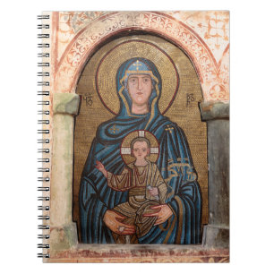 Caderno Espiral Mosaico da Virgem Maria e Jesus