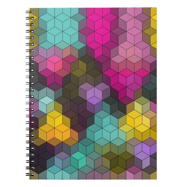 Caderno Espiral Mosaico de forma abstrato geométrica moderna do he (Frente)