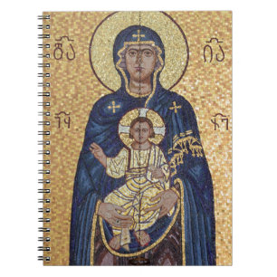 Caderno Espiral Mosaico de Maria e Jesus