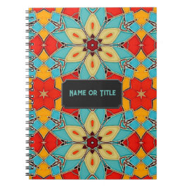 Caderno Espiral Mosaico de Vidro - Arte popular alegre - seu títul