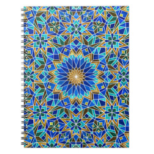 Caderno Espiral Mosaico marroquino: Design Árabe sem costura