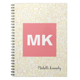 Caderno Espiral Mosaico Profissional Moderno Monogramado Rosa