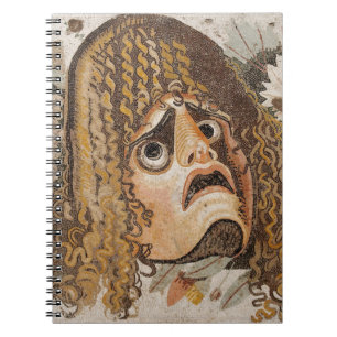 Caderno Espiral Mosaico romano, com máscara, folhas e fruta