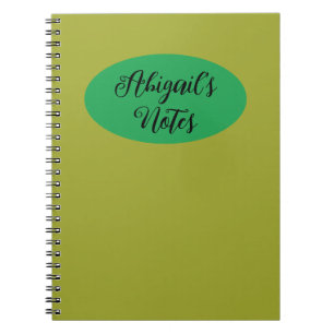 Caderno Espiral Mostarda Minimalista e Verde Personalizado Com Nom