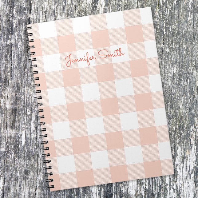 Caderno Espiral Mostro do Pastel Moderno e Gingham Branco (Criador carregado)